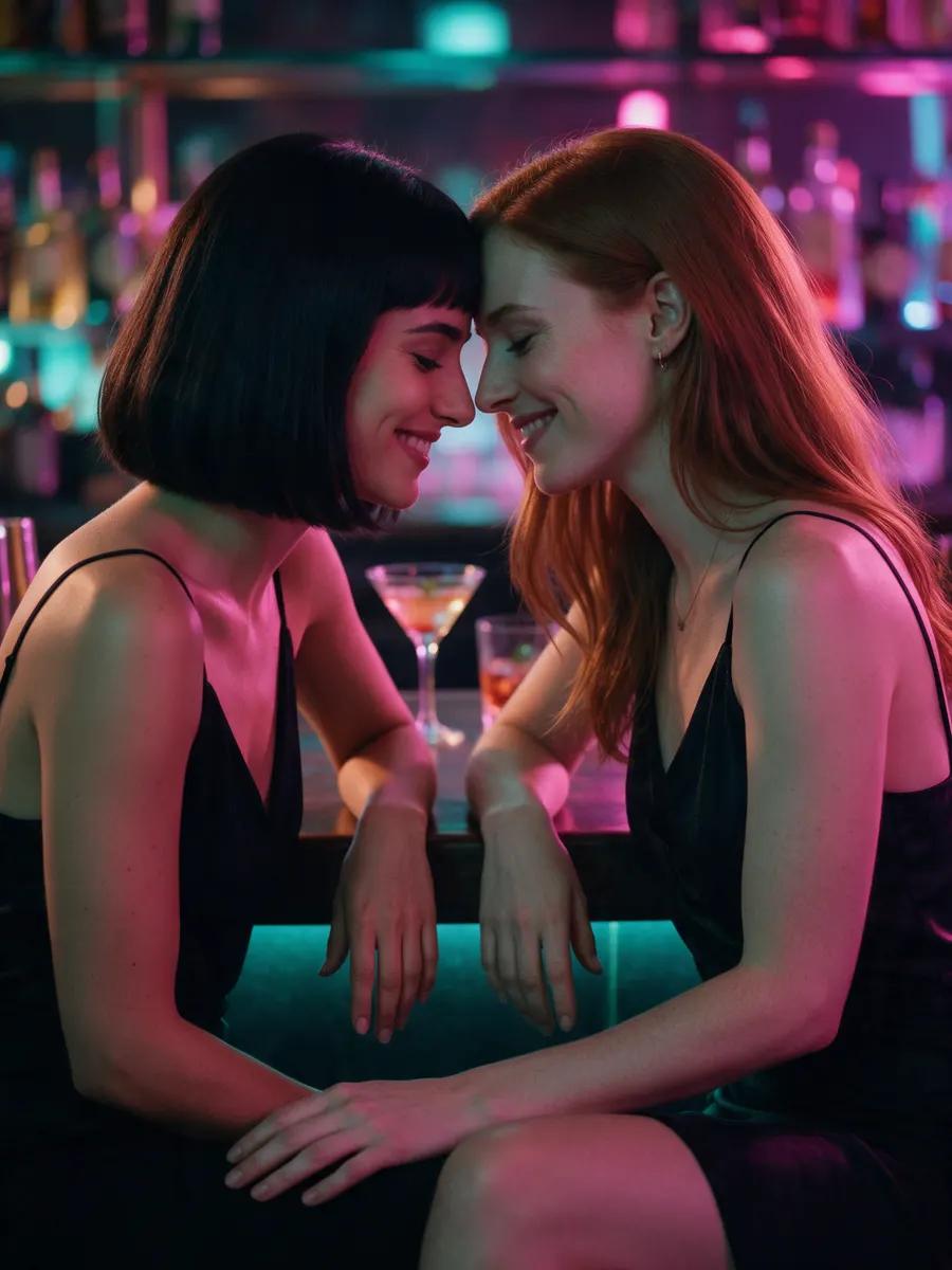 Romantic AI kissing video featuring a fictional adult couple beneath an umbrella